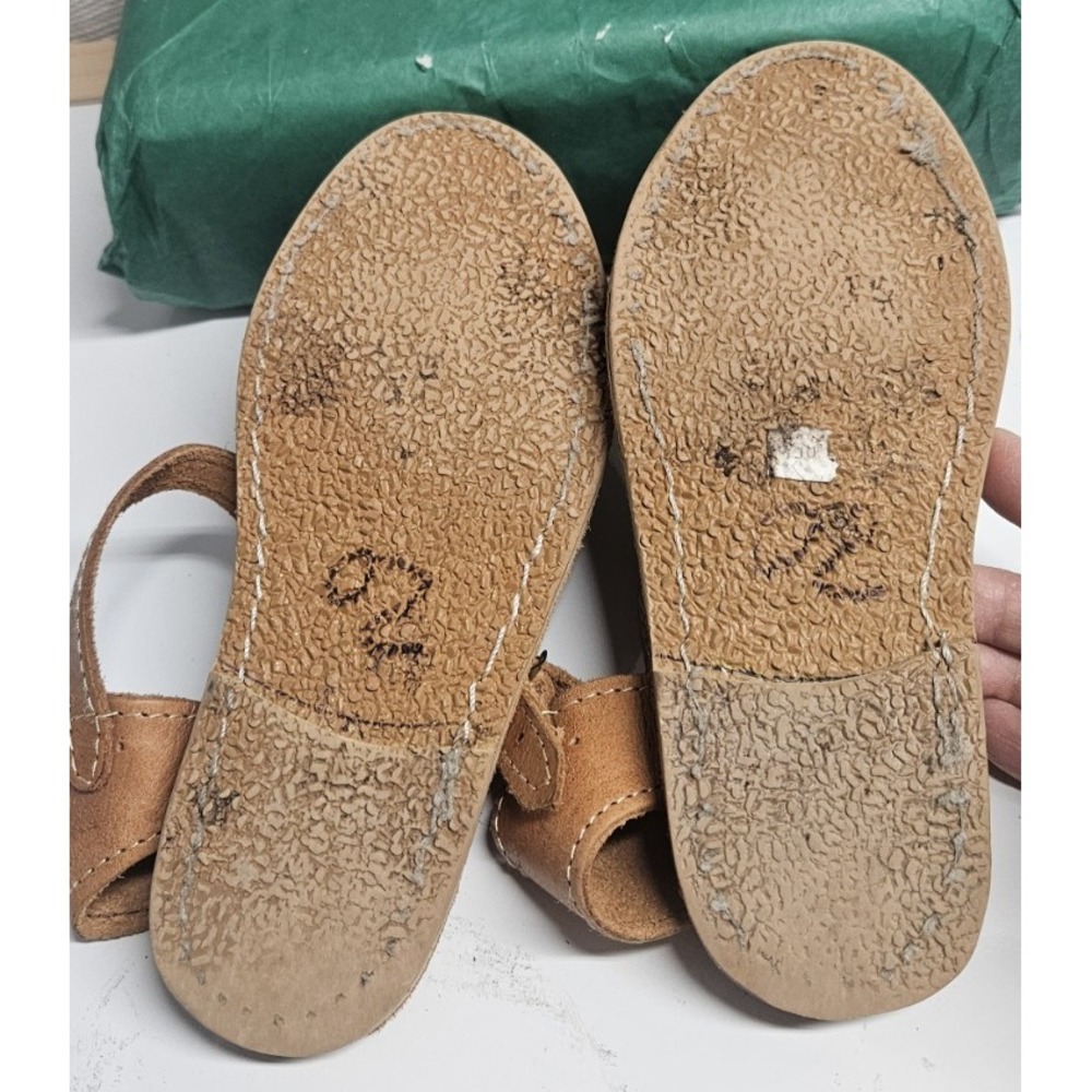 ARTESANIAS SILVA mexican handmade embossed floral dark‎ tan sandals girl Sz 1.5 - Picture 6 of 7